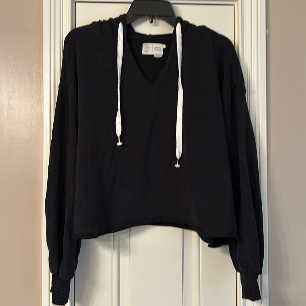 Anthropologie Saturday Sunday Embroidered Star Cropped Hoodie EUC XS/S